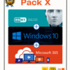 Pack X : Microsoft 365 Personnel + ESET Internet Security 2024  + clé d'activation Windows 10 pro
